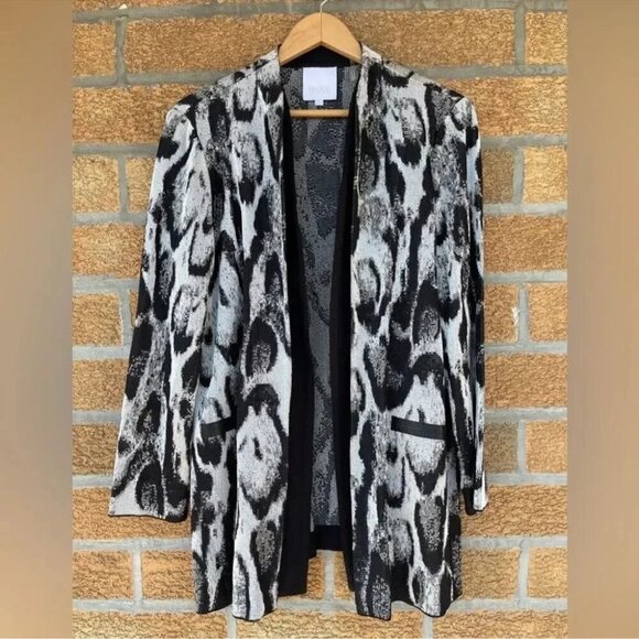Misook "Snow Leopard" knit jacket Large - Picture 2 of 12